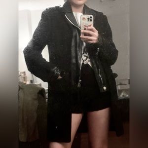 DSQUARED2 Black Wool Leather Jacket MINT